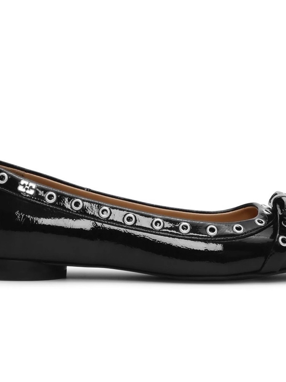 Ganni Black Grommet Bow Ballet Flat - Picture 3 of 3